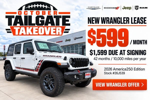View the 2026 Jeep Wrangler America250 Edition lease: $599 p